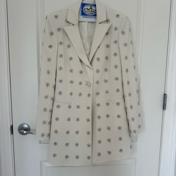 Jay Godfrey Ace Embellished Tuxedo Mini Dress Bridal White Size 2 - Picture 2 of 8